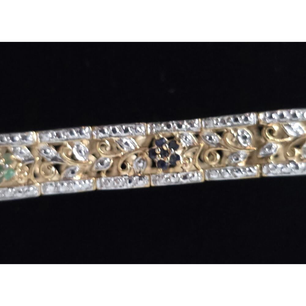Ross Simons 925 Sterling Silver Gold Vermeil Ruby Emerald Sapphire Bracelet 7.5" - Picture 12 of 16